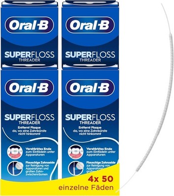 Oral-B Superfloss Zahnseide Plaque Zahnstein Reinigung Spangen Apparaturen 4x50