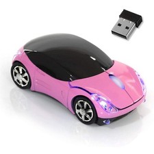 Cute Pink Car Shaped 2.4G Wireless Optical 1600 DPI Computer Mouse Laptop PC