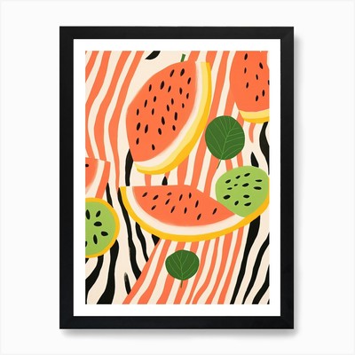 Cantaloupe Obst Sommer Illustratio gerahmtes Wandbild Poster Leinwanddruck Bild