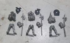Warhammer Multi part Chaos Warriors X 3 Knights On Foot Halberds OOP Metal 1989