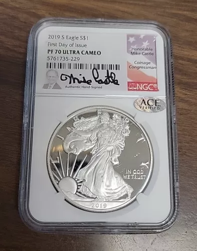 2019 S Proof American Silver Eagle - NGC PF70 Ultra Cameo -FDI- Mike Castle 