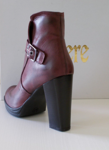 POLVERE stivaletti donna Made in Italy in Pelle bordeaux con tacco Eu-40 €95,00 - Foto 6 di 20