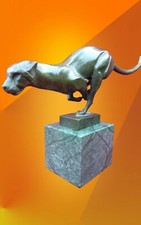 ART DECO CAT  BRONZE FIGURE SCULPTURE STATUE HOT CAST CHEETAH COUGAR WILD ANIMAL