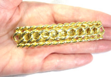 Vtg Made in France Heavy Well Made Golden Toned Chain Design 3 3/4" Barrette 
