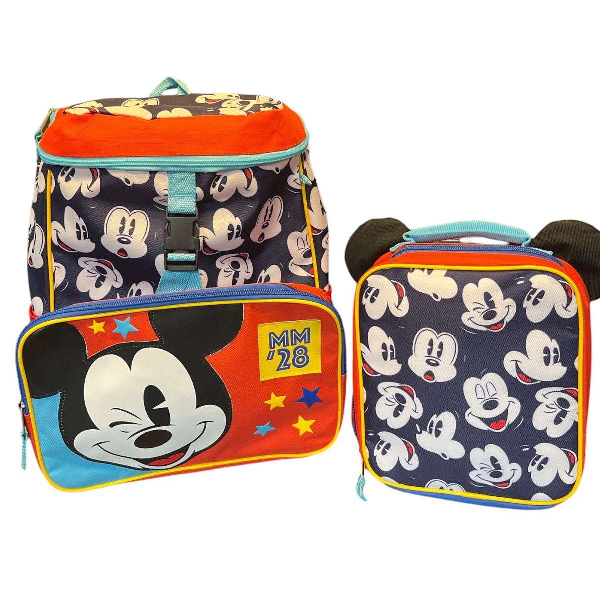 MICKEY MOUSE DISNEY BACKPACK LUNCH BOX SET! BLUE RED SCHOOL BOOK