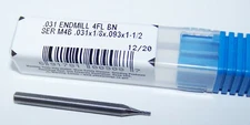 .031" CARBIDE END MILL 4 FLUTE BALL END KYOCERA SGS 00908 (equivalent to 1/32")