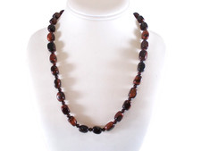 Tiger's Eye Polished Stone Bead Necklace Toggle Clasp