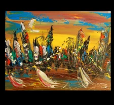 NEW YORK  ORIGINAL PAINTING      impasto wall decor CONTEMPORARY NR