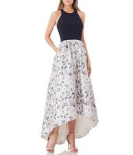 JS COLLECTIONS JACQUARD HI-LOW FLORAL PRINT GOWN sz 6