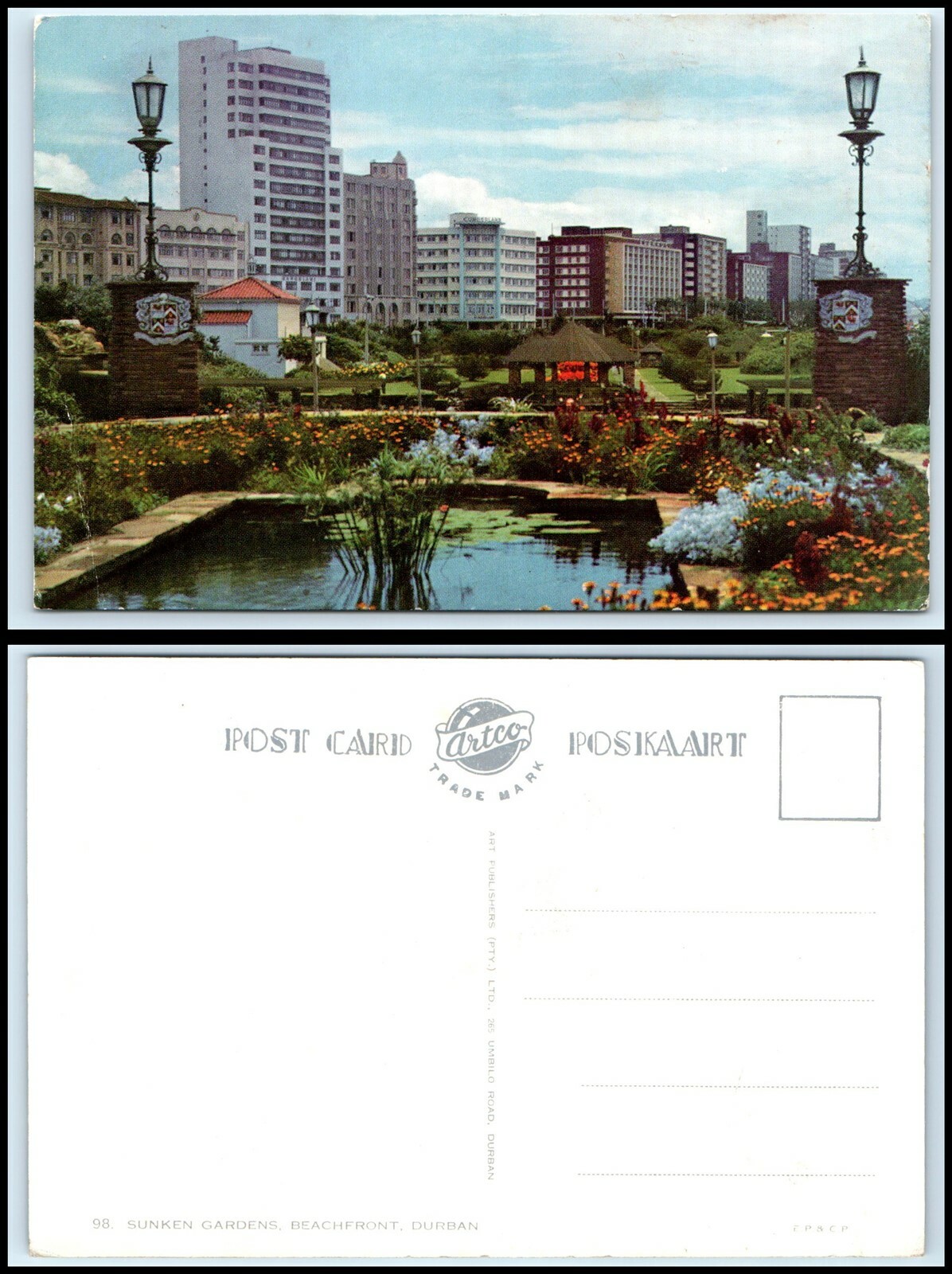 SOUTH AFRICA Postcard - Durban, Beachfront, Sunken Gardens GG44