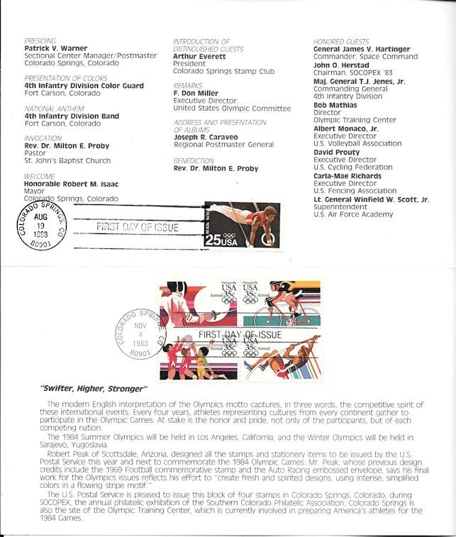 #C109-12  1984 Olympics Stampa on Program w/FDC and #2380 w/Cancel - Image 2 of 2