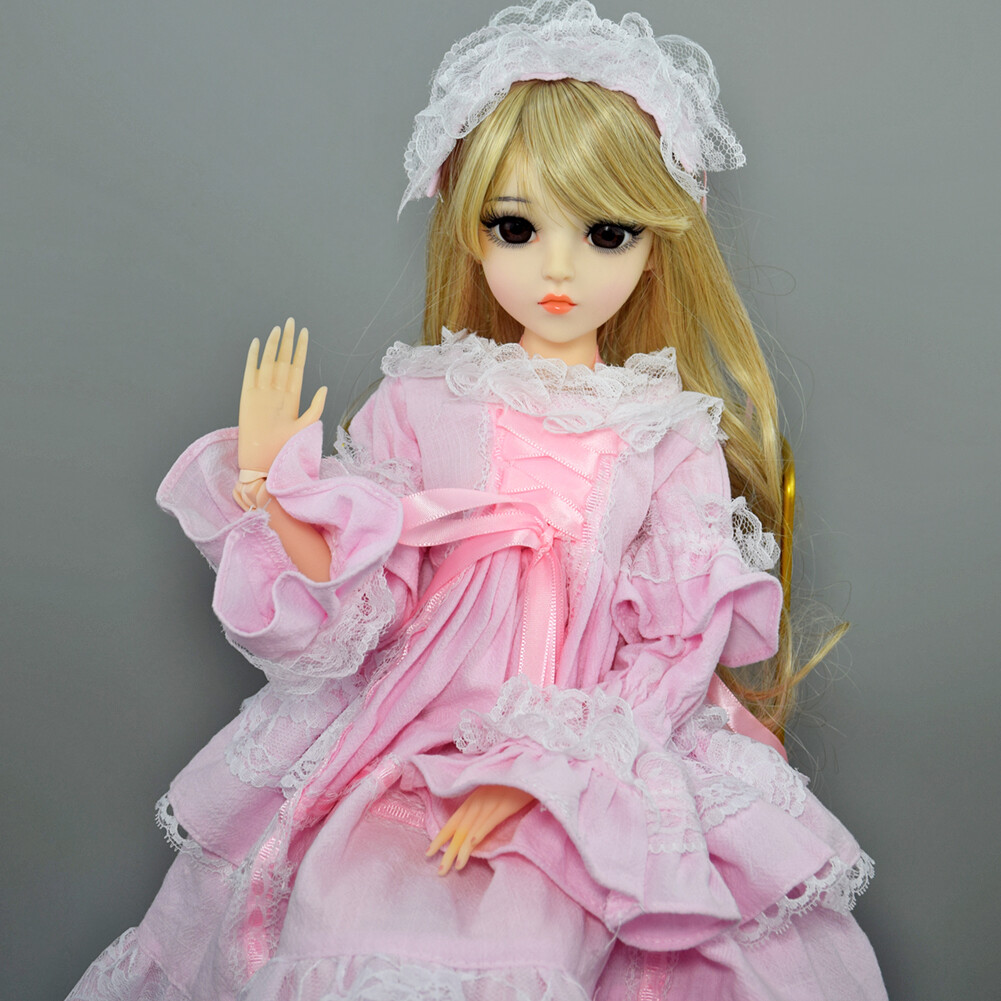 24 inch Mechanical Makeup Girl Doll w/ Dress Shoes Wigs Full