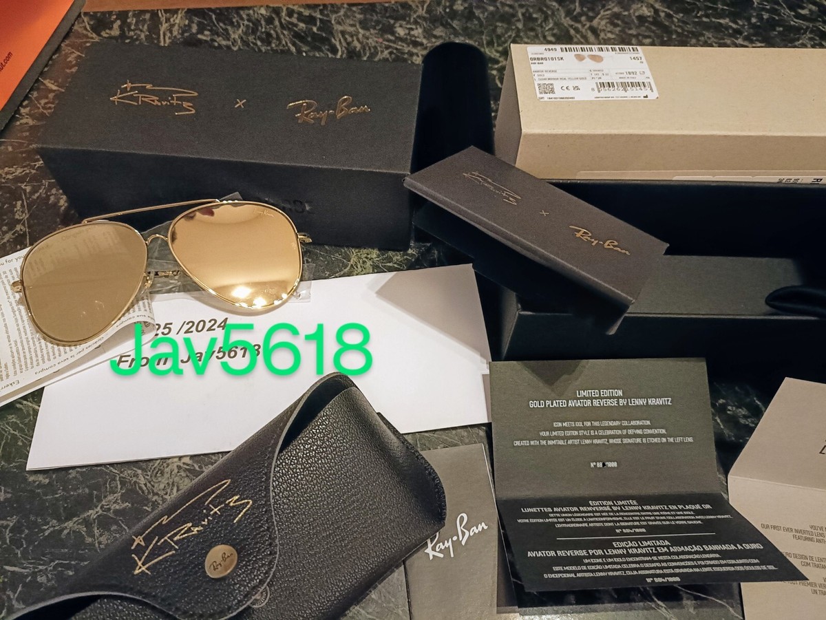 RAYBAN SUNGLASSES GOLD 18kt LENNY KRAVITZ LIMITED EDITION 1000
