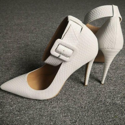 white pointed heels with ankle strap