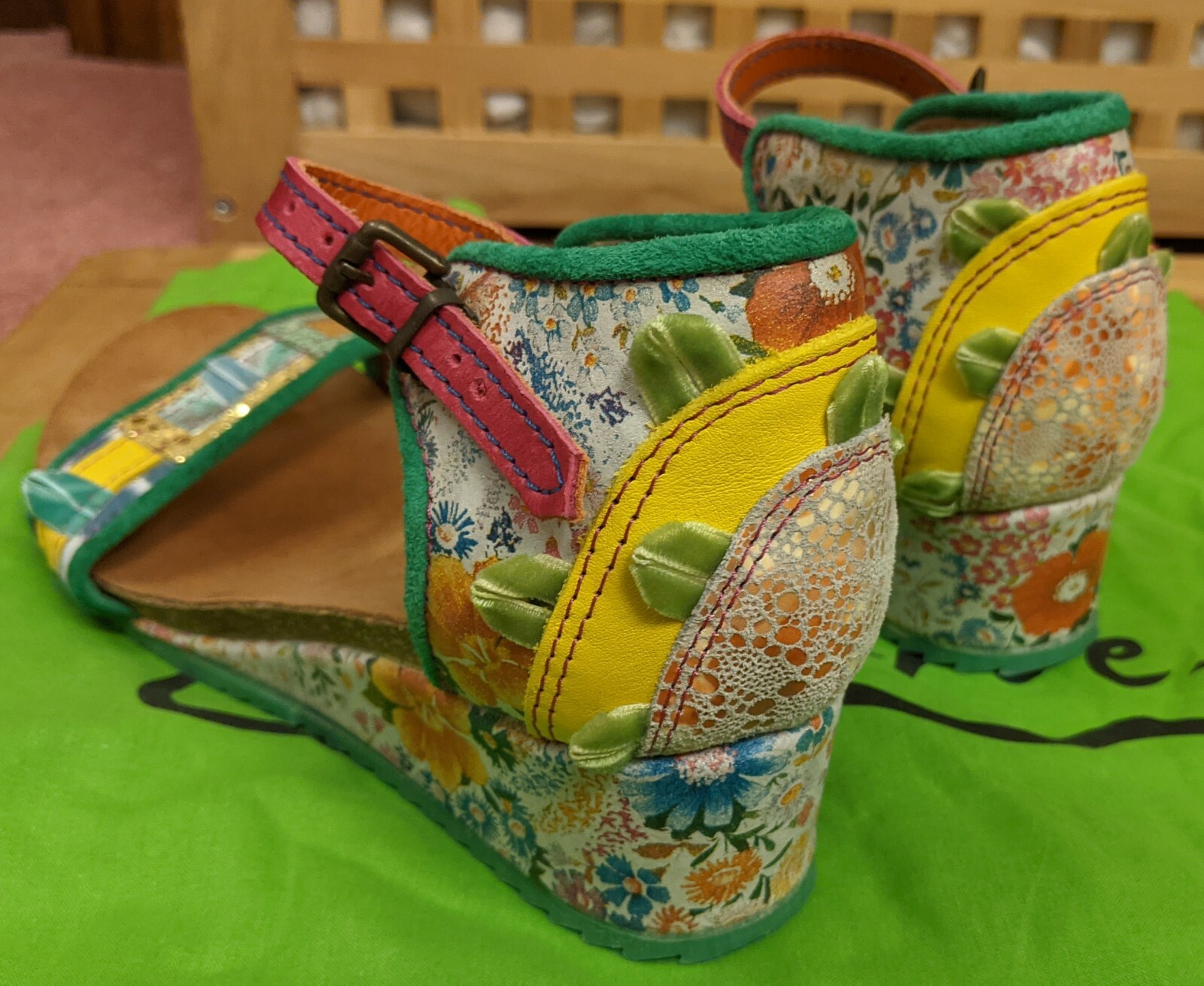 Handmade Artisan Patchwork Heeled Sandals Colourf… - image 3