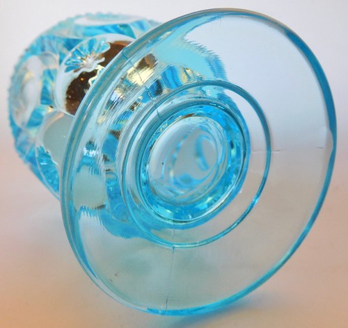 Lot/2 LG Wright Glass Moon & Star Ice/Light Blue Footed 4 1/4" & 5 1/2" Tumblers - Picture 9 of 9