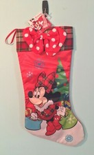 Disney Satin 21" MINNIE MOUSE w/ GIFTS CHRISTMAS STOCKING  *NWT*  **Plaid Top**