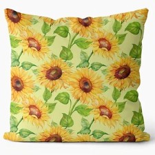 NEW ALL SEASONS SUNFLOWER SOFT YELLOW POLYESTER PILLOW COVER 17.7" HOME DECOR