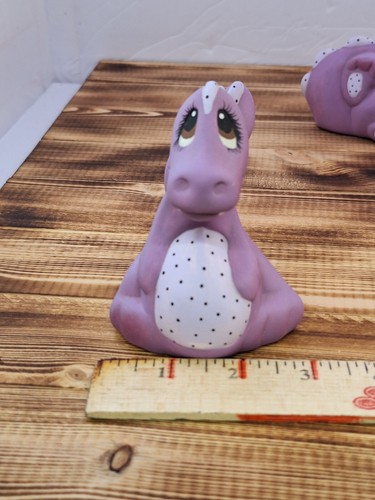 Lot 2 Vintage SIGNED Dated 1986 Hand Painted Ceramic Purple Baby Dragon Figure - Picture 14 of 14