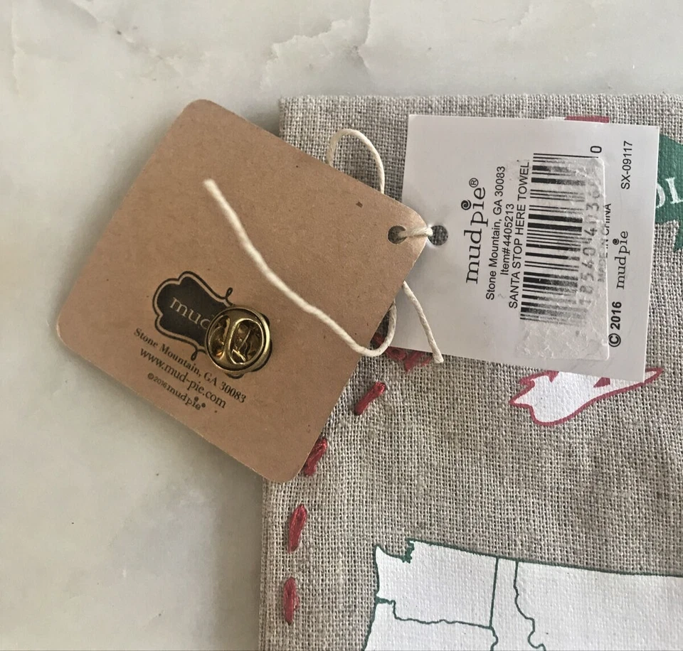 Nuevo Pastel de barro Navidad Ropa de cama Baño Cocina Toalla de té Papá Noel Stop Here Prendedor rojo Foto 3 de 4