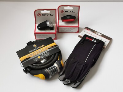 Winter Fahrrad Set - Magnum Plus Spiralschloss 12mm Schwerlastkabel - Handschuhe & Lichter