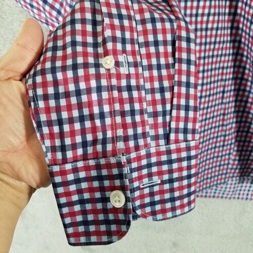 Z Zegna Silver Line Shirt Mens XL Blue Red Plaid Drop 8 Fit Button Up - Picture 3 of 8