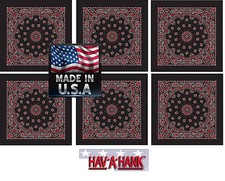 6 USA MADE Red/Black Bandana Bandanna PAISLEY BANDANNA Scarf Scarve Head Wrap