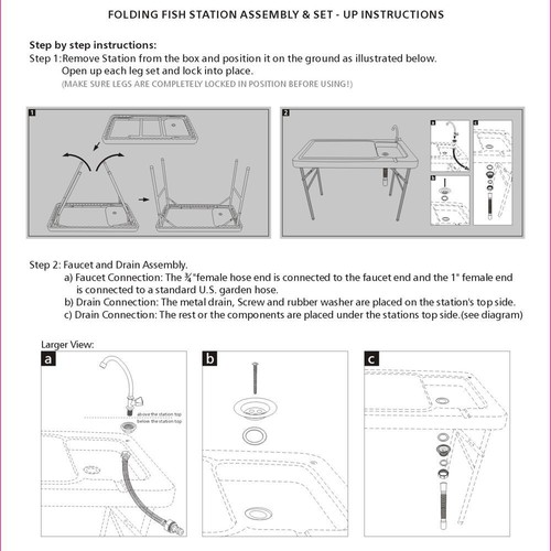 Outdoor Folding Portable Fish Hunting Cleaning Cutting Table Camping Sink Faucet - Picture 5 of 10