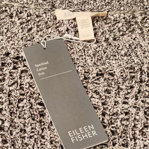 Women's Eileen Fisher Speckled Grey Cotton Crewneck Sweater $248 - Picture 6 of 10