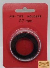 27mm AIRTITE COIN  CAPSULE BLACK RING - 1/2 oz GOLD EAGLE, $25 GOLD  - #10,334