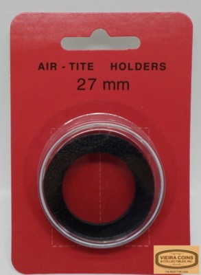 27mm AIRTITE COIN  CAPSULE BLACK RING - 1/2 oz GOLD EAGLE, $25 GOLD  - #10,334