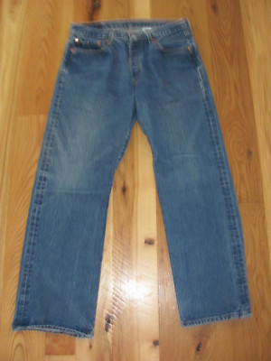 Levis 501 Perfect Faded Blue Denim Straight Leg Jeans Men 36 x 33 (T4-P)