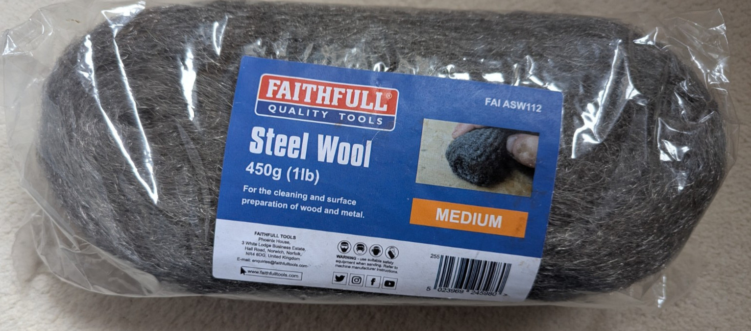 Faithfull Steel Wool 1-2 Medium 450g - New