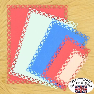 Nest Of 5 Decorative Lace Edged Rectangle Metal Cutting Dies, Frames, Cards, D7