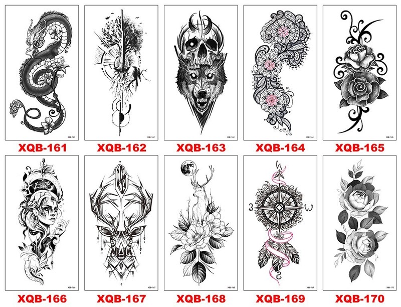 8 X Temporary Tattoos Body Arm Tattoo Sticker Half Sleeve Fake Waterproof US 