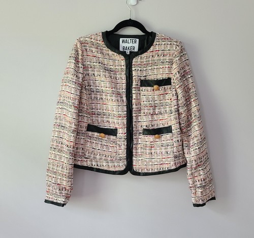 Walter Baker Pink Tweed Leather Trim 