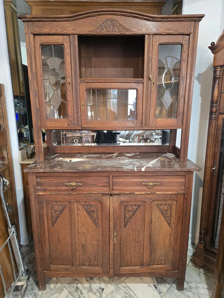 Antiguo gabinete de China con mármol marrón Foto 2 de 2