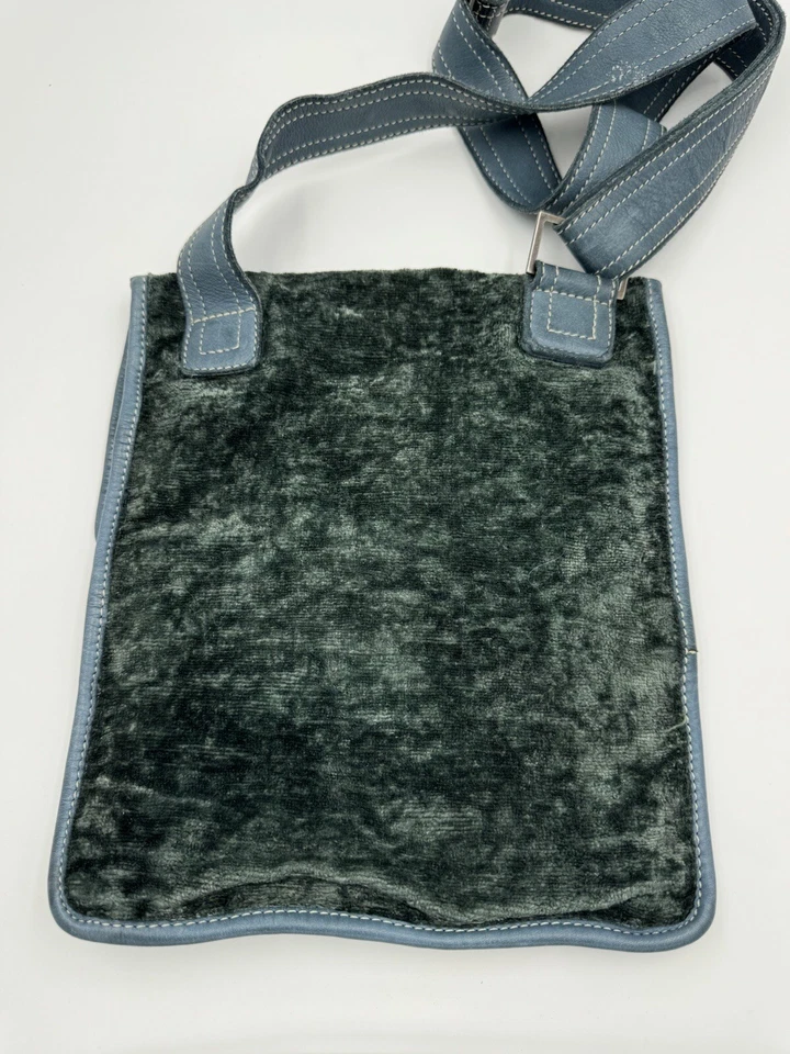 Bolso Bandolera Cartera Sissi Rossi Italiano Verde Terciopelo Aplastado Cuero Azul Foto 2 de 4