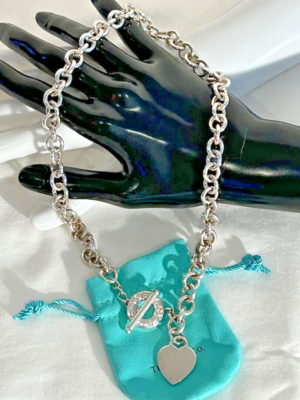 Tiffany 925 ネックレス TIFFANY .925 VINT. TOGGLE CLASP PENDANT-w-HEART 19.5