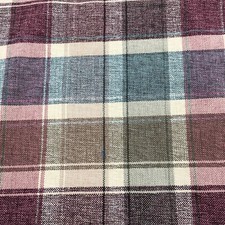 Burgundy & Blue Tartan Chenille Upholstery Fabric, Material 140cm  - MW222G