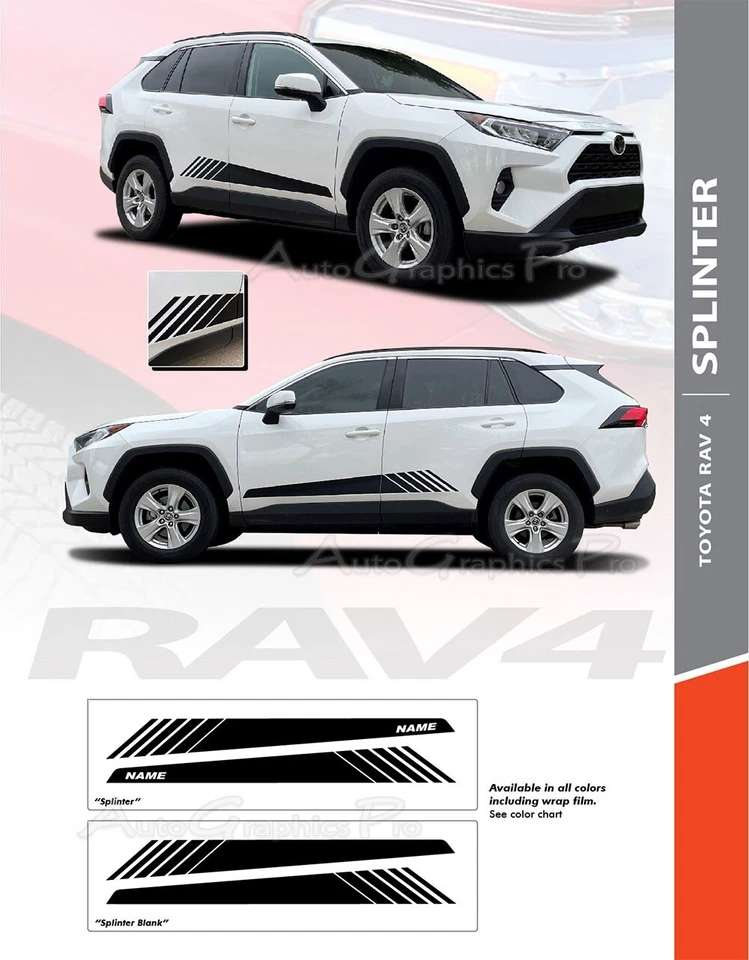 Kit de decalques gráficos vinil 3M listras porta lateral Toyota RAV4 2019-2024 - Imagem 3 de 4
