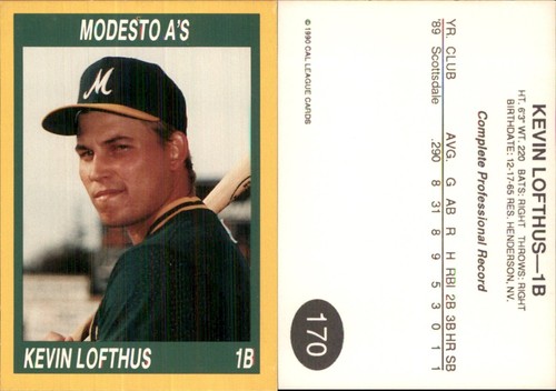 Kevin Lofthus 1990 Cal League #170 RC Card FREE SHIP *AutographDen*