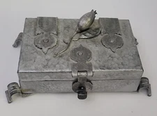 Vintage Arts And Crafts Style Metal Box With Rose Detail
