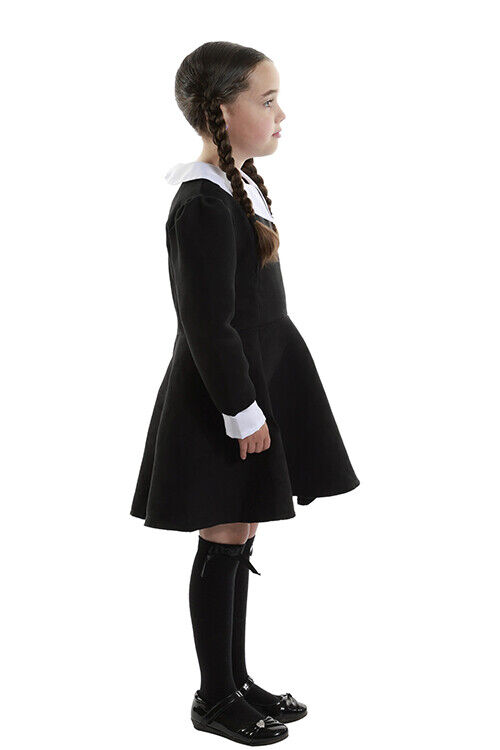 Wednesday Addams Costume Girls Dress Long Sleeve Halloween Addams