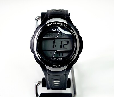 Lorus by Seiko Chronograph Sportuhr Herren LCD Digital Quarz Schwarzlicht