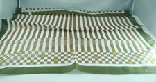 100% Cotton Made in Italy 22.5" Sq. Scarf Checkerboard Olive Brown & White  NEW