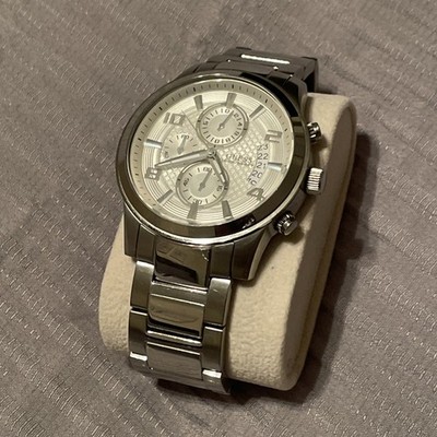Guess Men's Classic Chronograph Silver Dial Watch  Needs battery  