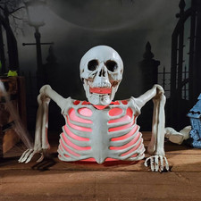 Halloween Skeleton Decorations with Colorful Lights, Groundbreaker Skull Stakes