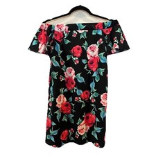 Forever 21 Dress Women S Floral Rose Black off the shoulder ruffle feminine  new
