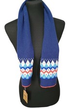 Mini Boden Childrens Knit Scarf With Tag Blue Argyle Colorful Pattern